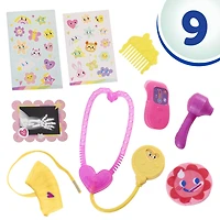 Baby Alive, Bella va mieux, coffret de poupée (cheveux bruns foncés) pour jouer au docteur