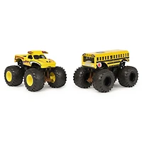 Monster Jam, Coffret de 2 monster trucks officiels en métal moulé El Toro Loco vs. Higher Education  qui changent de couleur, échelle 1:64