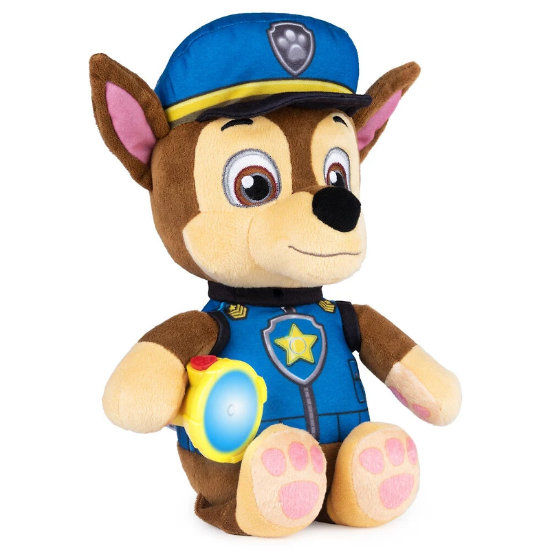 PAW Patrol, Peluche Chase à câliner avec lampe torche et effets sonores