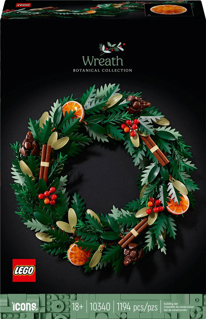 LEGO Icons Wreath-Making Kit, Holiday Garland, Centerpiece Table Decoration, Holiday Home Décor, 10340
