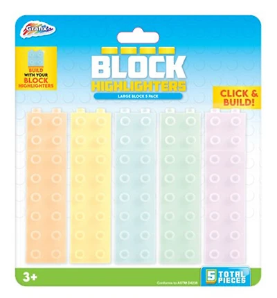 Big Block Highlighter Pen 5Pk - Primary