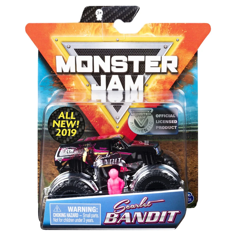 Monster Jam, Monster truck authentique Scarlet Bandit en métal moulé à l'échelle 1:64, série Danger Divas