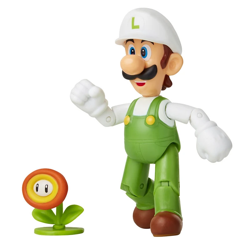 Figurine Nintendo de 4 pouces : Luigi feu avec Fleur de feu