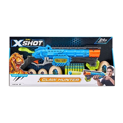 Pistolet X-Shot Dino Attack Claw Hunter (24 fléchettes, 6 oeufs)