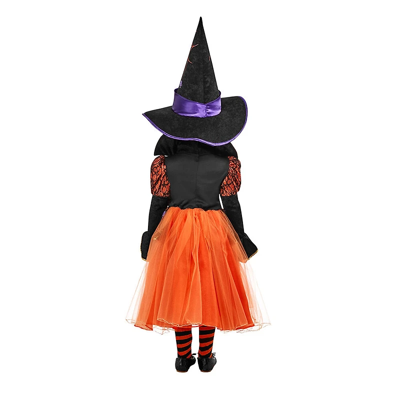 Costume de sorcière araignée orange taille petit (4-6)