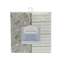 Koala Baby 2 Pack Flannel Sheet Woodland Bunny/Stripes