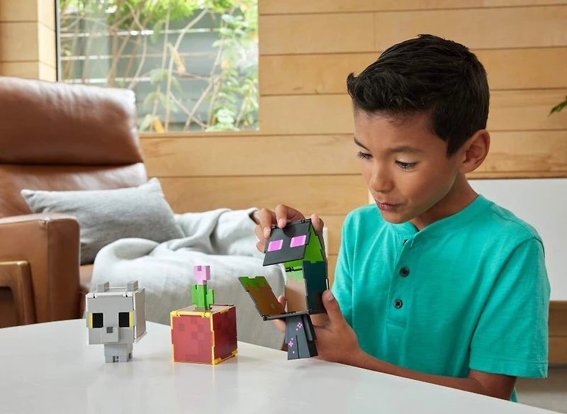 Minecraft Flippin' Figs Figures Collection Calico Cat + British Shorthair Cat