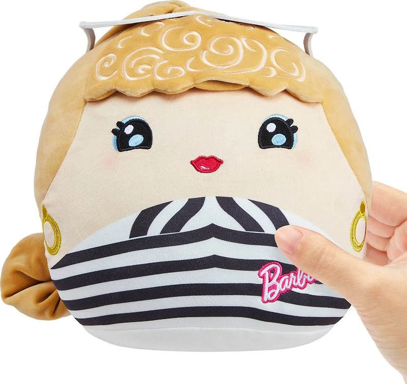 Barbie Cuutopia Plush, 10-inch Soft Pillow Doll with Chevron Swimsuit & Felt Sunglasses, Collectible Toy