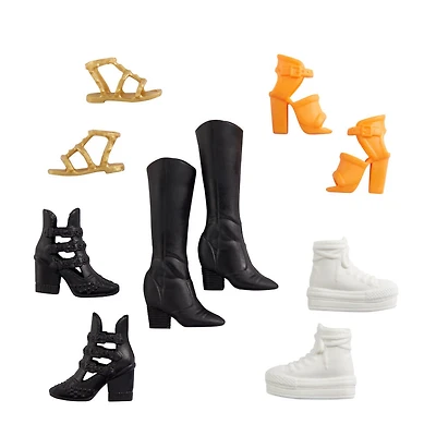 Chaussures ​Barbie, 5 paires de chaussures pour poupées Barbie à silhouettes Originale et Petite