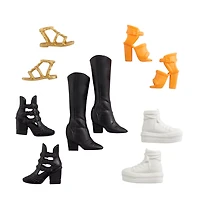 Chaussures ​Barbie, 5 paires de chaussures pour poupées Barbie à silhouettes Originale et Petite