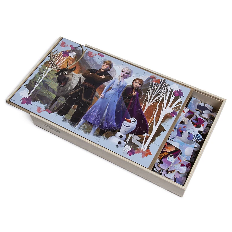 Frozen 2 Jigsaw Puzzles for Kids, Set of 7 Wood Puzzles with Storage Box, for Families and Kids Ages 4 and up