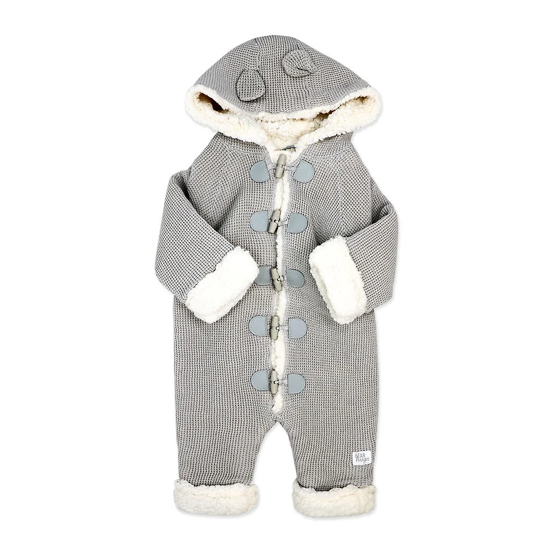 Rock a Bye Baby Combinaison en tricot véritable avec doublure en sherpa : gris 0-3 mois