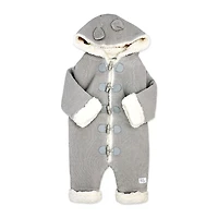 Rock a Bye Baby Combinaison en tricot véritable avec doublure en sherpa : gris 0-3 mois
