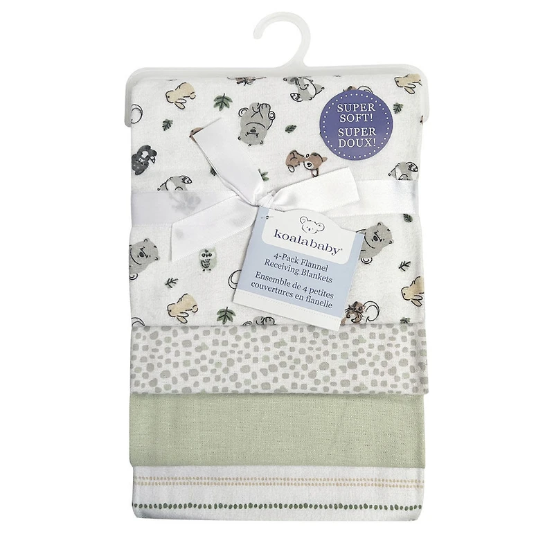 Lot de 4 couvertures en flanelle pour bébé Koala Woodland