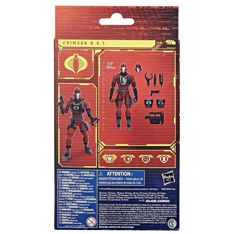 G.I. Joe Classified Series, figurine CRIMSON B.A.T. 60 de collection avec accessoires multiples, emballage spécial
