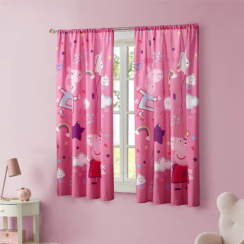 Rideaux Peppa Pig pour Enfants, Ensemble de 2 Panneaux