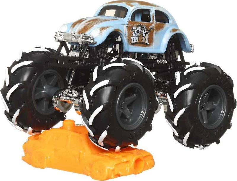 Assortiment de camions monstres ​en métal moulé sous pression Monster Trucks Hot Wheels à l'échelle 1:64 avec roues géantes  Les styles peuvent varier