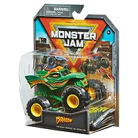 Monster Jam, Monster truck Dragon officiel, véhicule en métal moulé, série Crazy Creatures, échelle 1:64