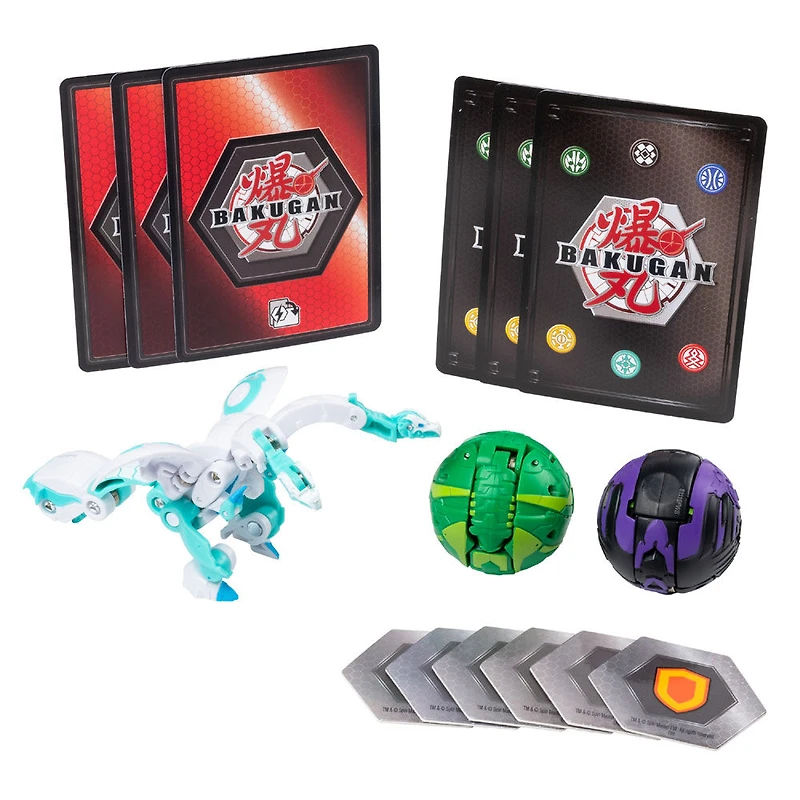 Bakugan, Starter Pack 3 personnages, Haos Nillious, Créatures transformables à collectionner.
