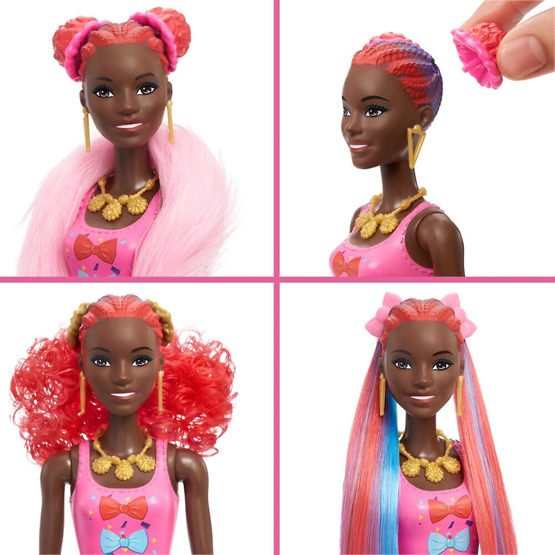 ​Barbie Color Reveal Glitter! Hair Swaps Doll, Glittery Blue with 25 Hairstyling and Party-Themed Surprises
