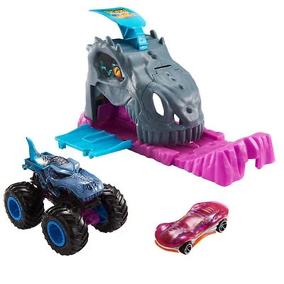 Hot Wheels - Monster Trucks - Coffrets de jeu Puits et lancement - Bone Shaker