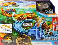 HotWheels-Coffret RacerVerse Jurassic World-avec dinosaure et piste