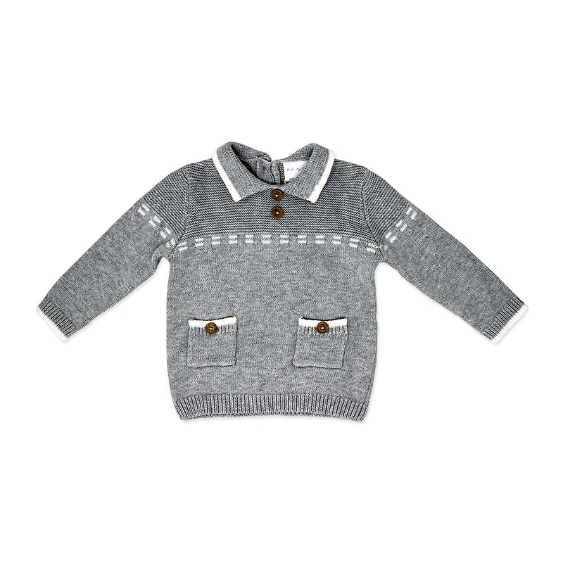 Rock a Bye Baby Pull en tricot avec poches et pantalon : gris 0-3 mois