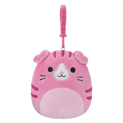 Squishmallows 3.5" Clip On - Geraldine le chat écossais rose