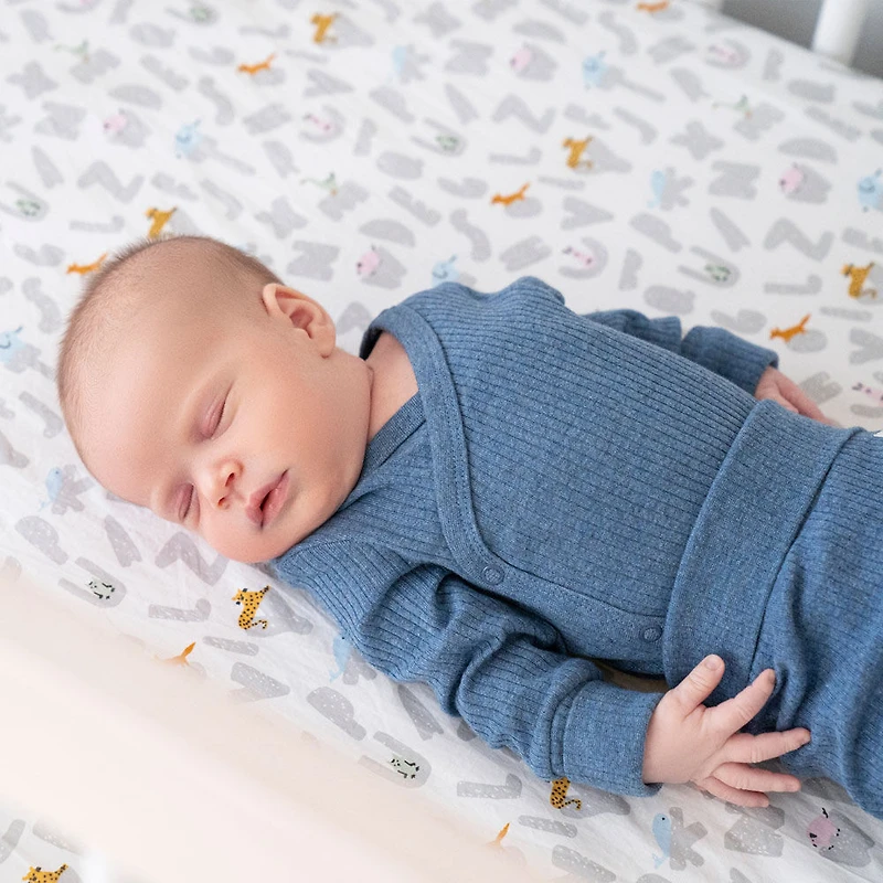 Drap De Coton Tissé - Alphabet Animaux 2Pk