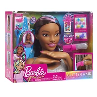 Barbie Deluxe 20-Piece Glitter and Go Styling Head - Brown Hair