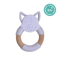 Anneau de dentition en silicone et bois de hêtre babyworks  - Chiot "Bud"