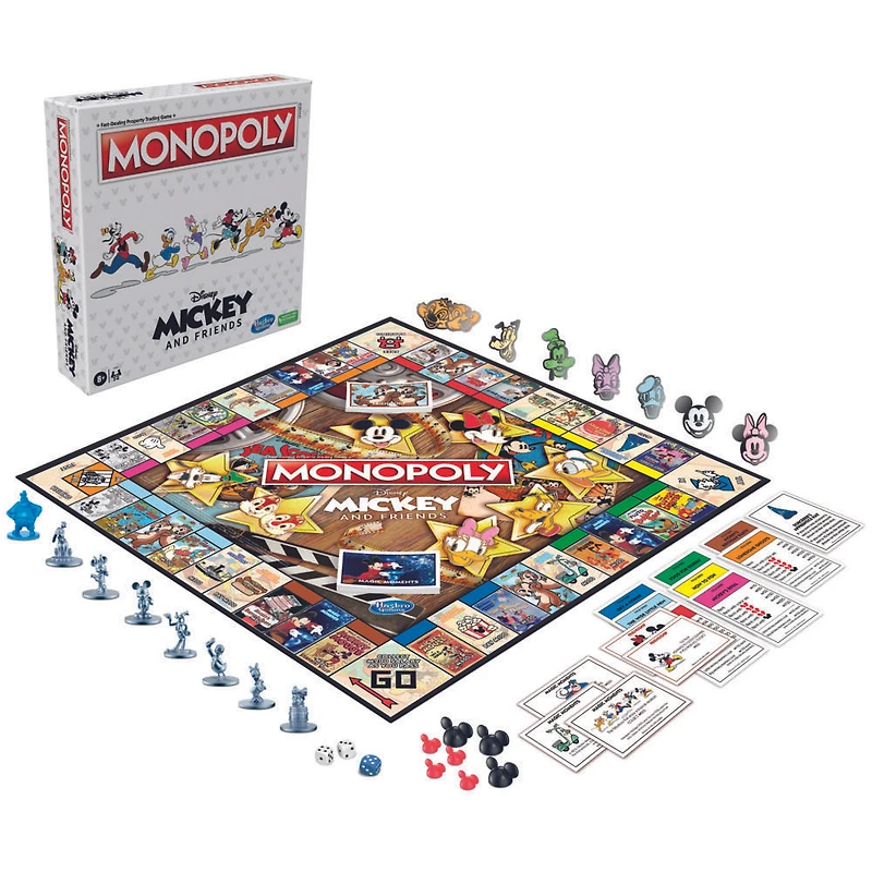 Monopoly : édition Disney Mickey et ses amis, pions Mickey et ses amis et épinglettes Disney exclusives - Édition anglaise - Notre exclusivité