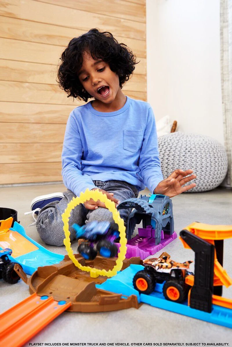 Hot Wheels - Monster Trucks - Coffrets de jeu Puits et lancement - Bone Shaker