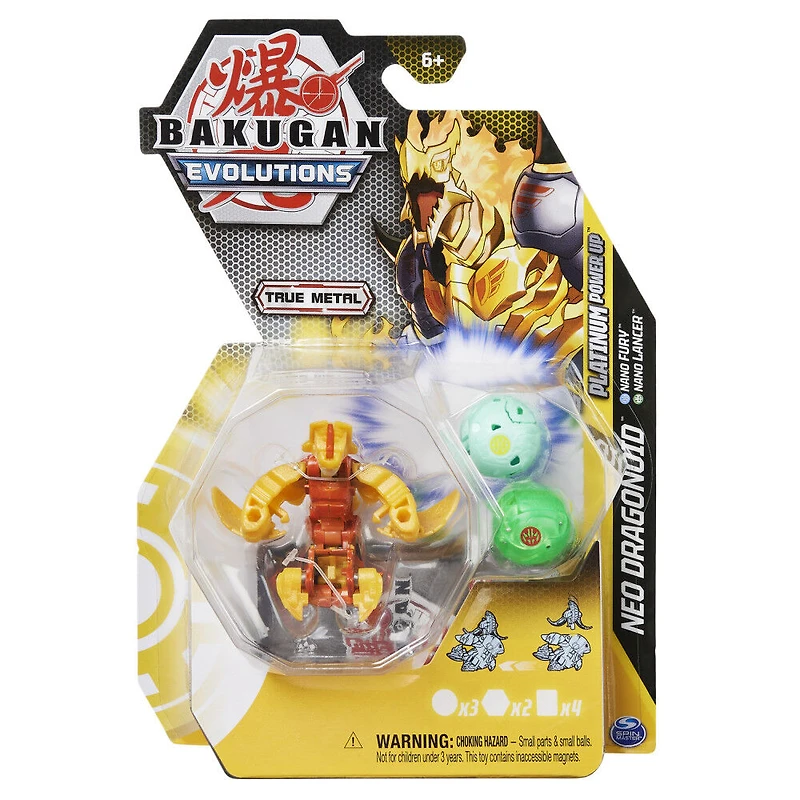 Bakugan Evolutions, Coffret Platinum Power Up Neo Dragonoid avec Nano Fury et Lancer