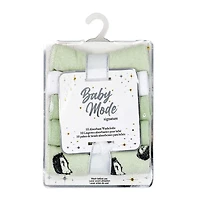 Baby Mode Signature Lot de 10 débarbouillettes hérisson vert