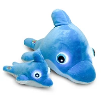 Ensemble NightBuddies and BabyBuddies Dauphin Turquoise de 15" and 5" en Peluche Yeux Lumineux