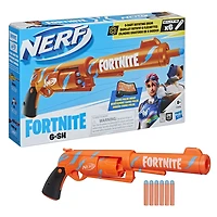 Nerf Fortnite, blaster 6-SH avec revêtement Camo Pulse, mécanisme à percuteur, barillet rotatif 6 fléchettes