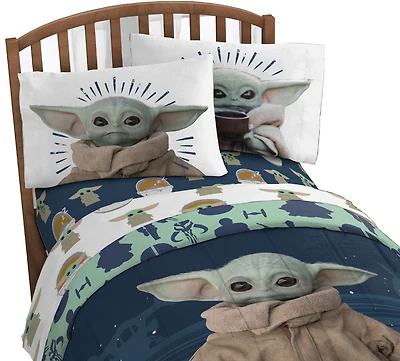 L'Enfant Baby Yoda Ensemble de draps pour lit 1 place.