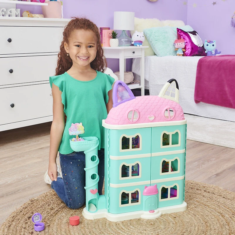 DreamWorks Gabby's Dollhouse, Purrfect Dollhouse with 2 Toy Figures, 8 Furniture Pieces, 3 Accessories, 2 Deliveries and Sounds