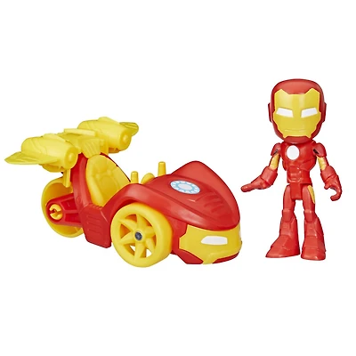Marvel Spidey et ses Amis Extraordinaires, coffret Bolide Iron Man, figurine avec véhicule et accessoire, jouets préscolaires