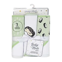 Baby Mode Signature Green Hedgehog Hooded Towel- Set of 3