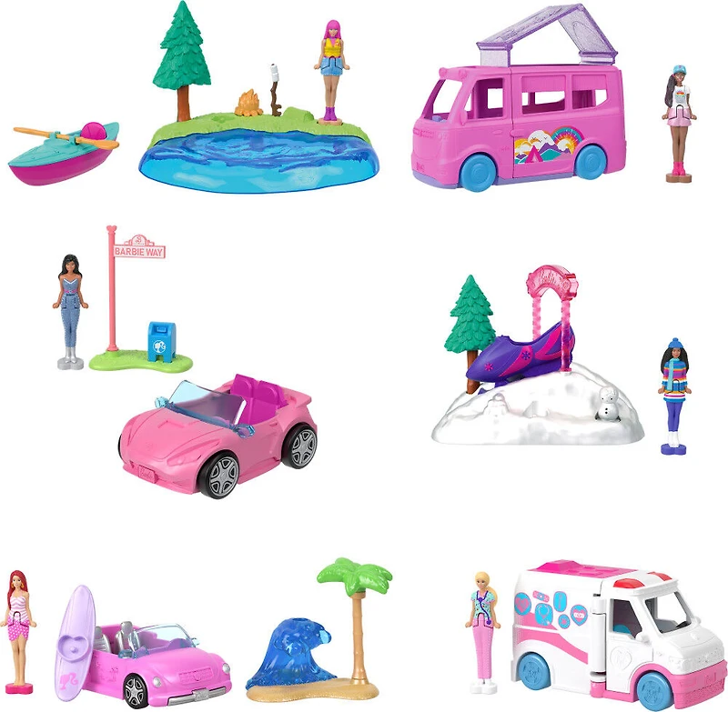 Barbie-Camping-Car Mini BarbieLand-Coffret avec poupée et zones de jeu