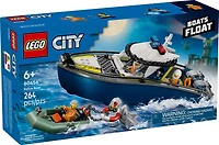 LEGO City La Poursuite en Bateau de Police, Ensemble de Construction de Jouet avec un Hors-Bord Flottant et un Canot Pneumatique 60456