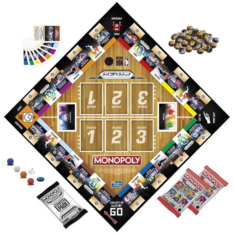 Monopoly Prizm: Édition NBA, jeu de plateau Monopoly avec cartes de collection Panini de la NBA - Édition anglaise