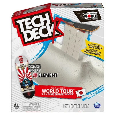 Tech Deck, Build-A-Park World Tour, P.F.K Skate Support Center, Coffret rampe avec fingerboard Signature - Édition anglaise