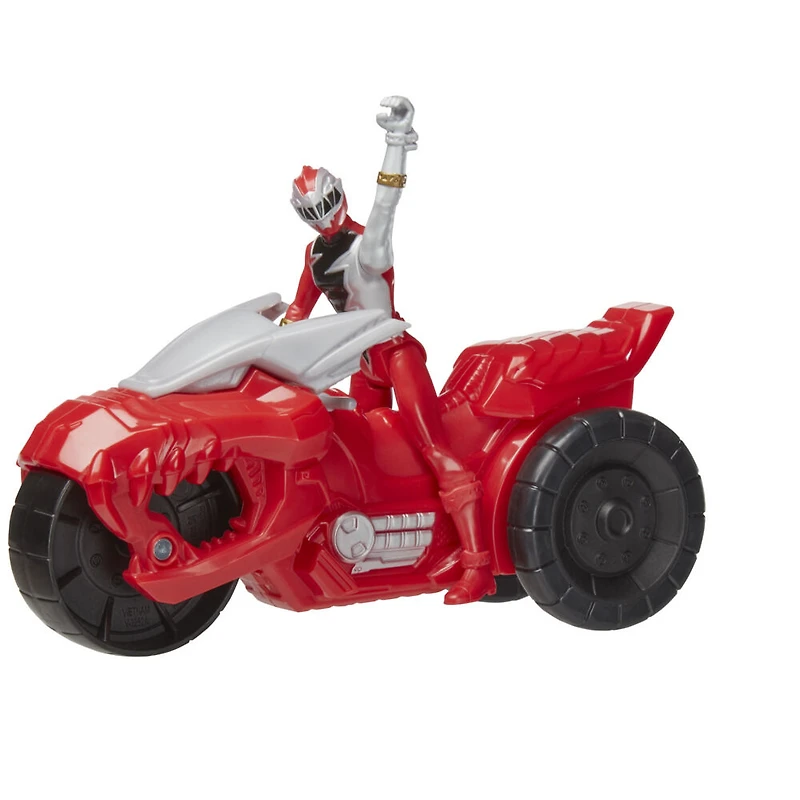 Power Ranger Dino Fury Rip N Go, Moto de combat T-Rex et Ranger rouge Dino Fury