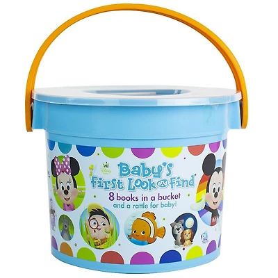 Disney Baby – Baby's First Look and Find – 8 Books in a Bucket and a Rattle for Baby! (Les premiers Cherche et trouve de bébé – Huit livres dans un seau et un hochet pour bébé!).