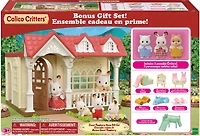 Calico Critters Sweet Raspberry Home Gift Set, Dollhouse Playset avec 3 figurines à collectionner, meubles et accessoires