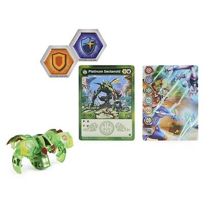 Bakugan Evolutions, Sectanoid (Vert), Bakugan True Metal Platinum Series, 2 BakuCores et carte Personnage