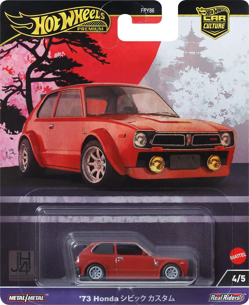 Hot Wheels Premium Car Culture Japan Historics 4 '73 Honda Civic Custom 1:64 Scale Collectible